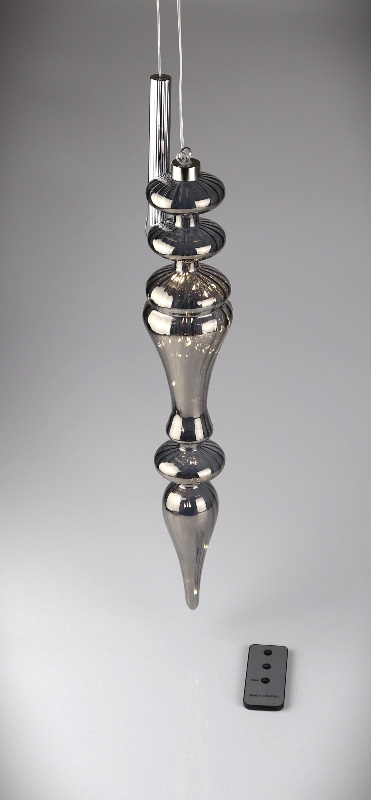 LED Dekoobjekt AM DESIGN "Zapfen rauch zum Hängen", silber (rauch), H:47cm L:9cm, Leuchten, LED Dekoobjekt, 9x47 cm rauch H: 47cm