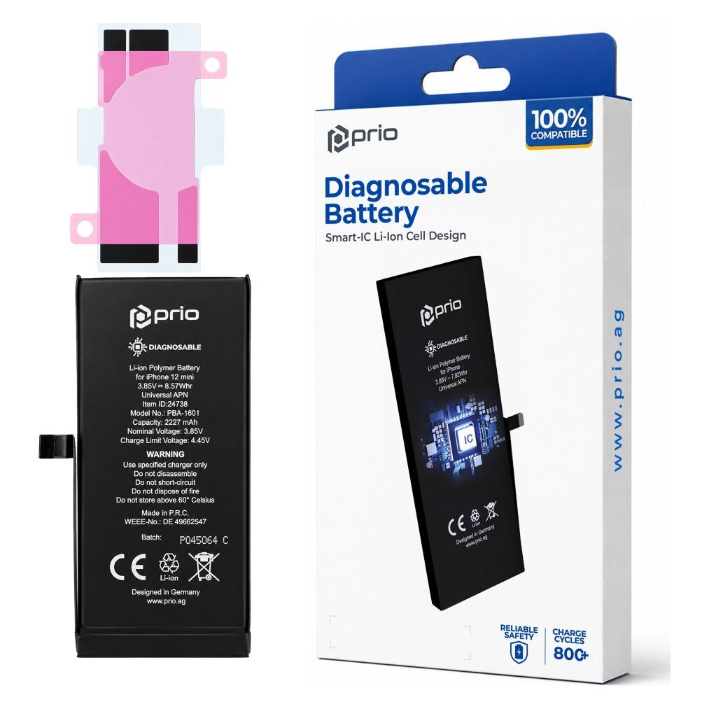 prio Diagnosefähiger Akku für iPhone 12 mini (Akku, Apple iPhone 12 mini) (PBA-1601)