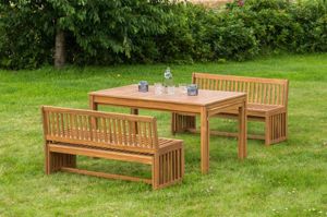 MERXXHANDELS Set Hawaii 2 Bänke m Rücken 2 Bänke o Rücken 2 Tische Aufl 09244938