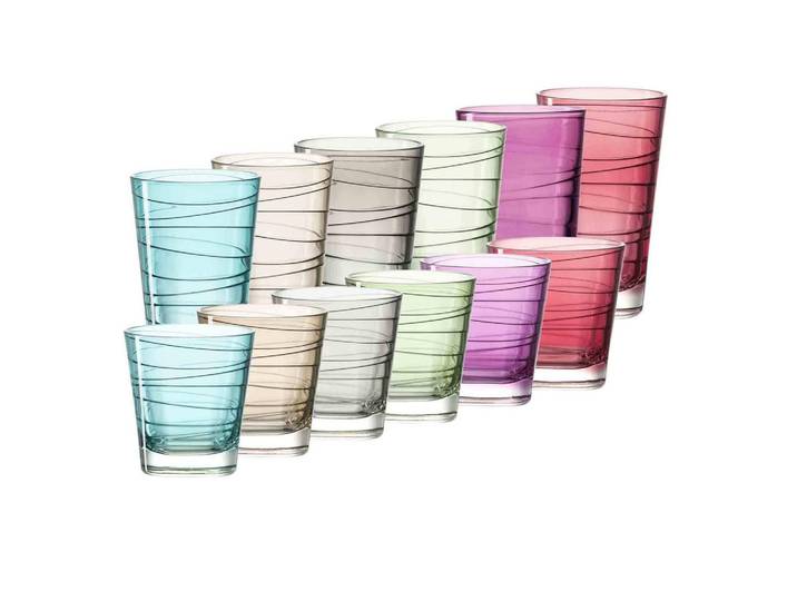 Leonardo Living Trinkgläser Vario bunt 12er Set, Mehrfarbig, Glas, Gläser, Trinkgläser