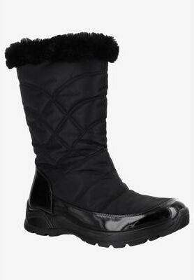 Women's Cuddle Easy Dry Boot by Easy Street in Black Patent (Size 8 M)