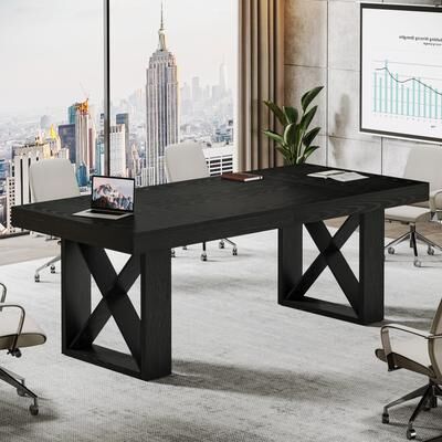 OEM 63-Inch Long Wood Conference Table, Simple Meeting Desk for Home Office & Small Team Gatherings