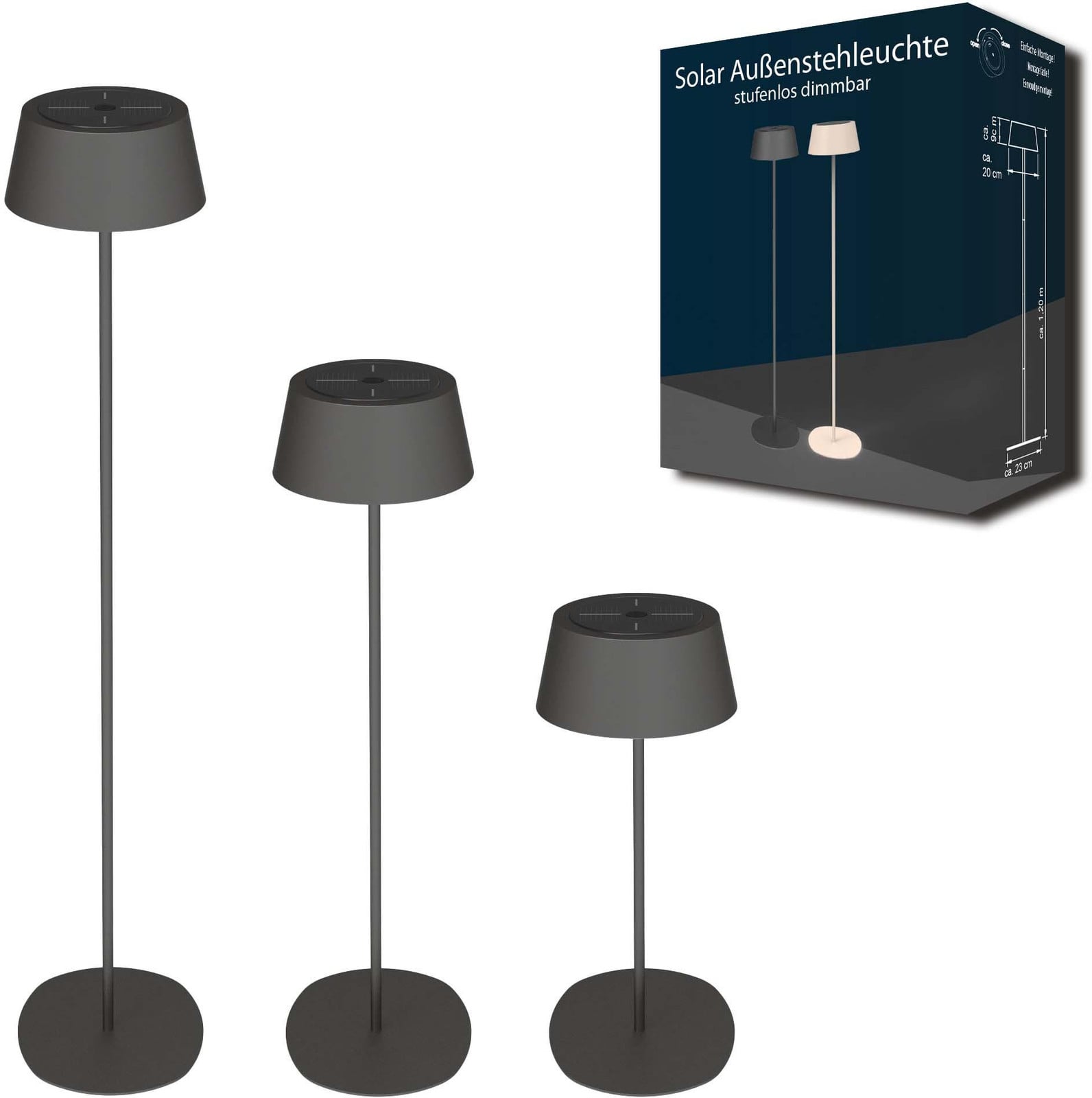 Northpoint LED zonne-energie staande lamp, zwart