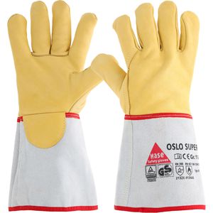 Hase Schweißerhandschuhe Oslo Super 105100, Echt Leder, hydrophobiert, lange Stulpe, Größe XL