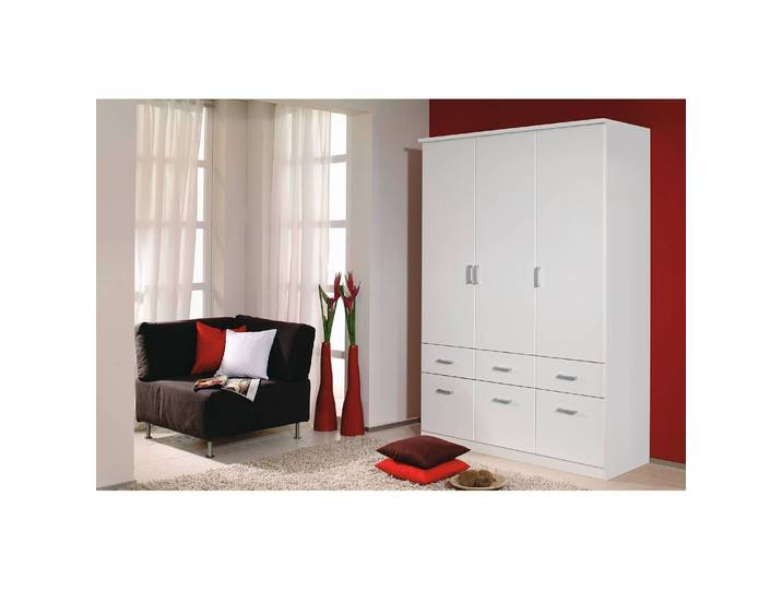 Drehtüren-/Kombischrank Bremen 136cm Weiß/Alpinweiß ohne Spiegeltür/-en