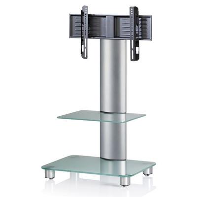 TV Standfuß Ständer Rack Alu Glas Rollen Blino ZW