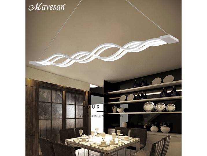 Plafonnier LED suspendu en acrylique en forme de vague, design créatif moderne, luminaire décoratif d'intérieur, idéal pour un restaurant, une table ou un bar
