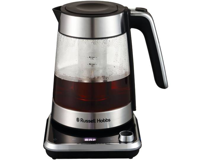 RUSSELL HOBBS Wasser-/Teekocher Attentiv 26200-70 , schwarz (edelstahlfarben, schwarz), B:20cm H:23cm T:27cm, Teeautomaten, mit Temperatureinstellung, Wasser-/Teekocher