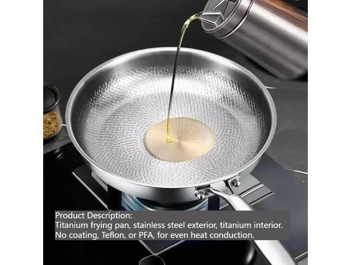 Poêle allemande, poêle en titane, poêle antiadhésive non revêtue, cuisinière à induction universelle, poêle à Steak