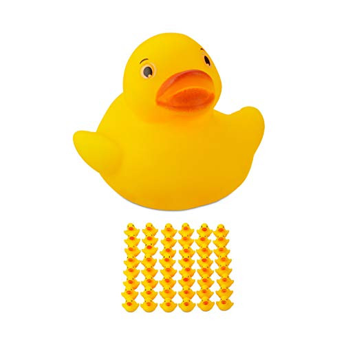 Relaxdays Mini Badeendjes 48 stuks, Geel en Oranje, 3,5 cm