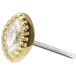 14 Karat Gold Aufsatz mit Titan Push Pin MOISSANIT-OVAL