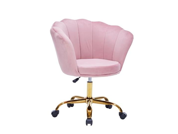 Bürostuhl Samt SHELLY pink/gold