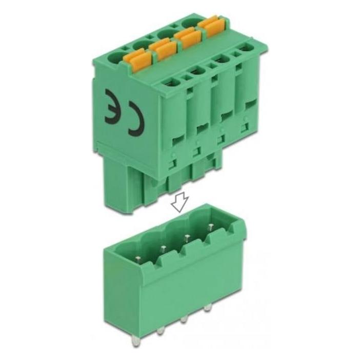 Delock Terminalblock Set für Platine 4 Pin 5,08 mm Rastermass vertikal (66501)