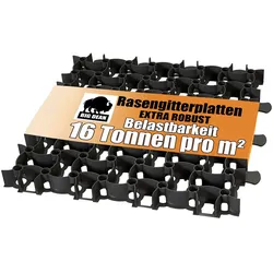 BigDean Rasengitter Kunststoff 20 Stück a 50 x 50 x 4 cm - 16 t/m2 belastbar & befahrbar Paddockplatten in schwarz (5 m2)