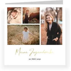 Einladungen  zur Jugendweihe in Weiß im Design "Gute Zeit" - Musterkarte