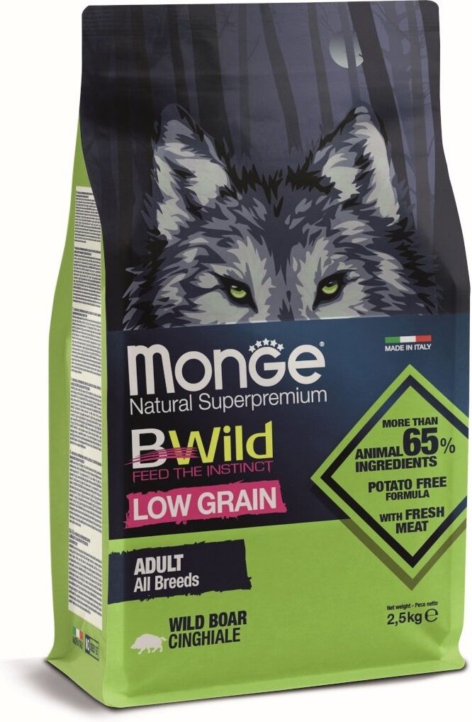 Monge BWild Low Grain All Breeds Adult Cinghiale 2,5 kg Crocchette per Cani Adulti