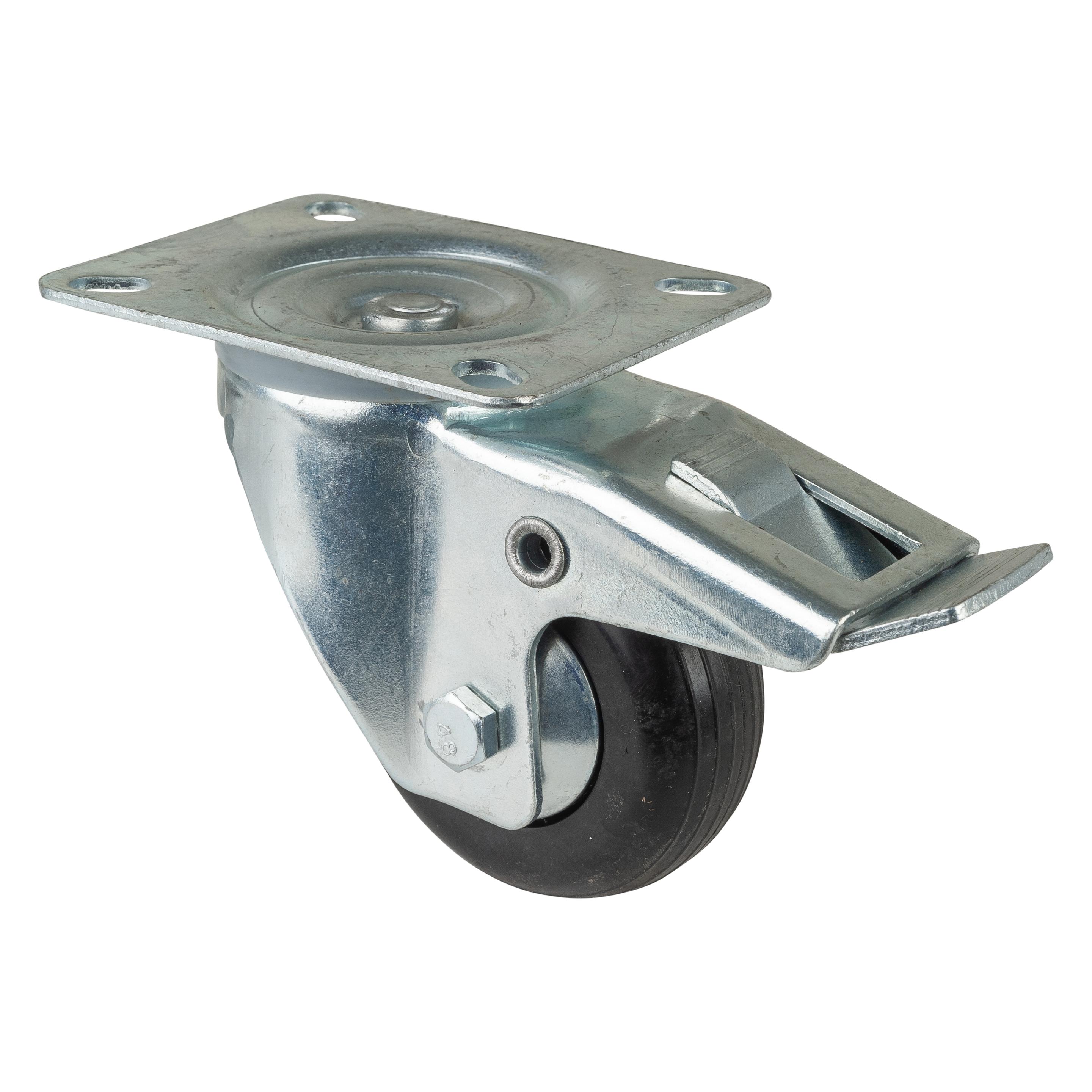 BS Rollen Lenkrolle L420.B40.081 Gummi feststellbar 80 mm bis 100 kg mit Platte 105x80 mm (228235)