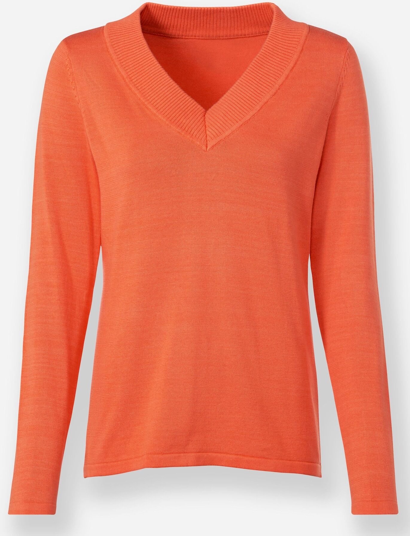 Strickpullover "V-Pullover", Damen, Gr. 34, orange, 100% Baumwolle, RICK CARDONA BY HEINE, unifarben, Pullover Strickpullover orange 34