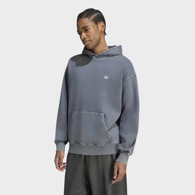 Kapuzensweatshirt ADIDAS ORIGINALS "TREFOIL ESSENTIALS HOODIE, VERWASCHENE OPTIK, LOCKER GESCHNITTEN", Herren, Gr. XXL, grau (preloved ink), Obermaterial: 82% Baumwolle, 18% Polyester, normal, Rundhals, angesetztes Bündchen, Sweatshirts, mit Kordel
