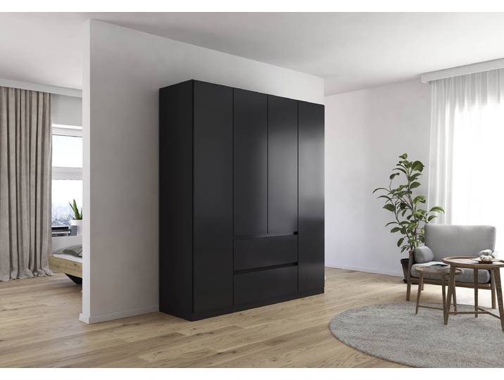 Drehtürenschrank Mainz 181cm Grau/Graumetallic Comfort ohne Spiegeltür/-en