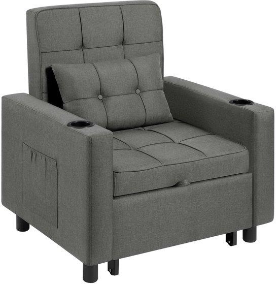 Famanu Schlafbank 4-in-1 - Verstellbare Rückenlehne - Dunkelgrau