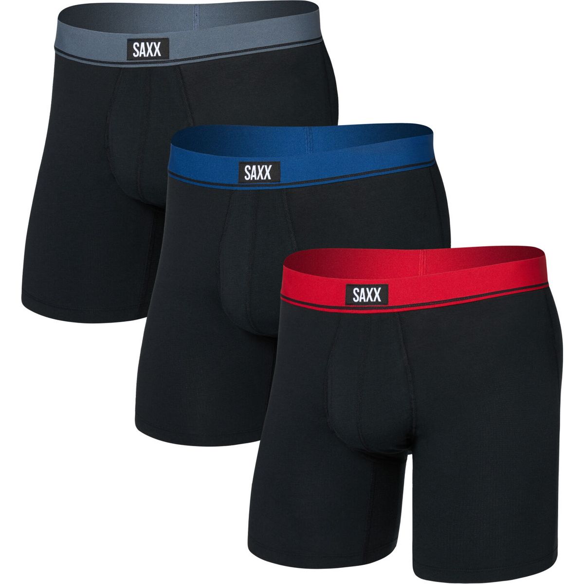 Saxx Essential Cotton Boxer Brief FLY 3PK red/navy/turbulence wb (TNM) XL SXPP3EC-TNM-XL