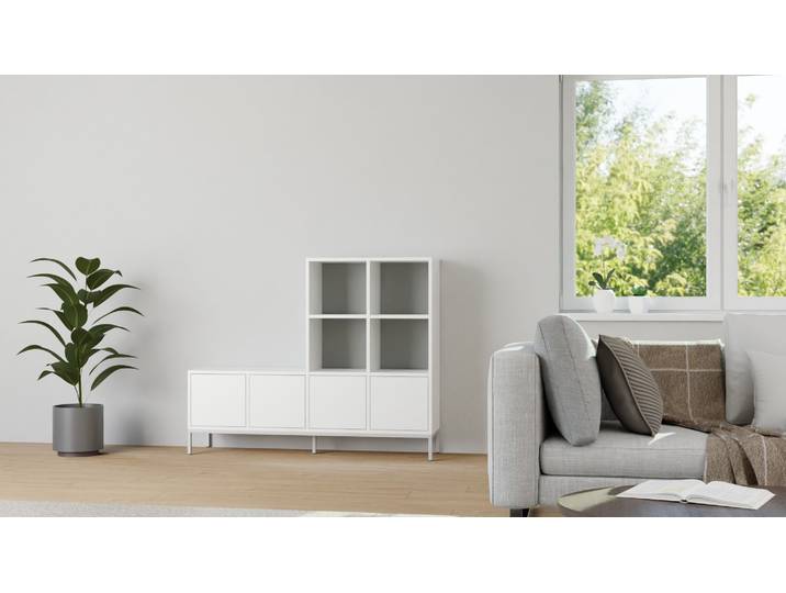 Asymmetrischer Schubladenschrank MDF Beschichtet MDF Weiß matt