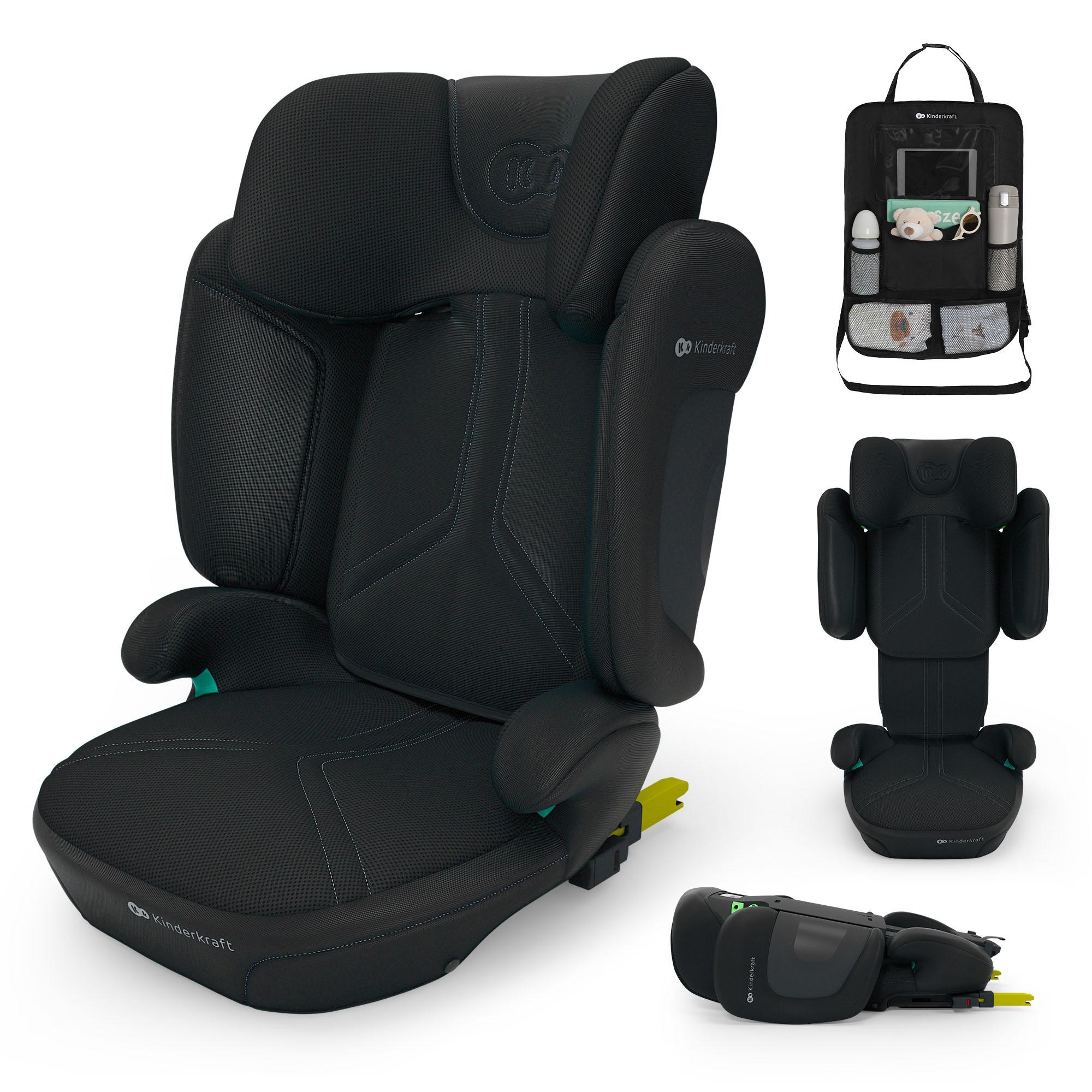 Kinderkraft XPAND 2 PRO i-Size Kindersitz, 100-150 cm, ISOFIX, Gurt, DUO EXPAND, Seitenaufprallschutz, klappbar, Schwarz, mit Auto-Organizer