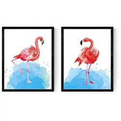 POSTER Set Mit 2 Flamingos Aquarell A4 Rahmenlos