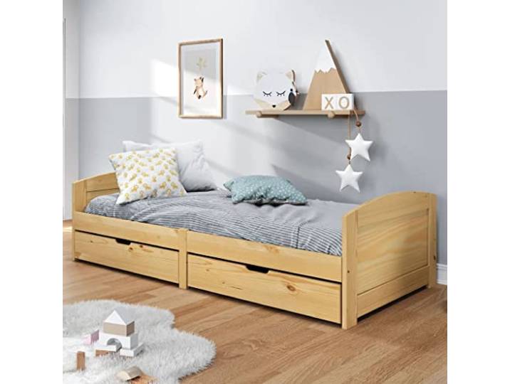 RJPLMFV Tagesbett, 90 x 200 cm, mit 2 Schubladen, Kiefer massiv Multifunktionales Sofa, Lattenrost, ohne Matratze, Schlafzimmer oder Wohnzimmer