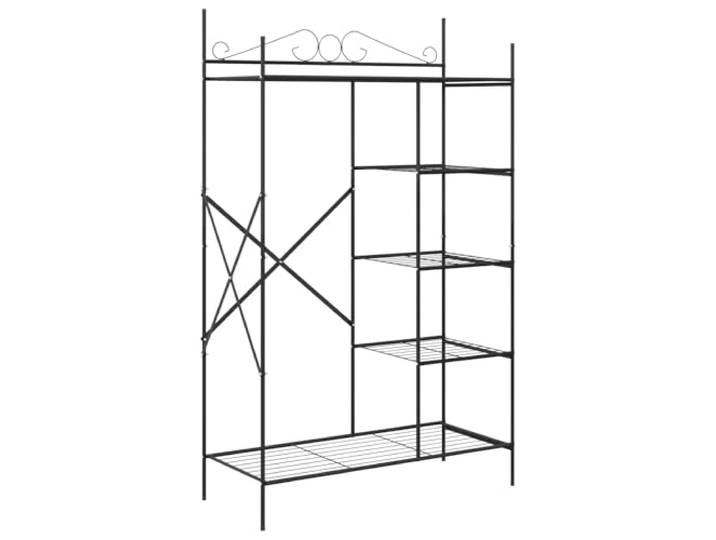 Offener Kleiderschrank Schwarz 104,5 x 45 x 172 cm Stahl Minimalistisches Design, Drahtregale, Pfostenbeine, Metallkonstruktion, mattes Finish, Schlafzimmer, begehbarer