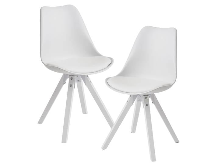 Lot de 2 chaises design scandinave en similicuir, blanc