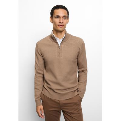 Troyer OLYMP "OLYMP Casual Strick, Troyer", Herren, Gr. XXL, beige (natur), 55% Baumwolle, 45% Polyester, Pullover Troyer