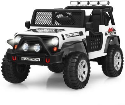 Costway 12V Kids Electric Ride On Truck with Remote Control and Operation Lever-White