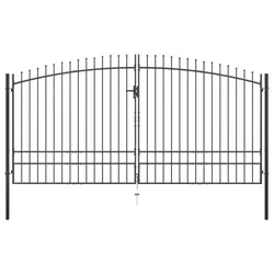 vidaXL Doppelflügel-Gartentor mit Speerspitzen : Größe - 400 x 248 cm