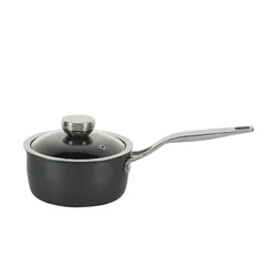 Meisterkoch Kasserolle  LOTUS ¦ schwarz ¦ Carbonstahl ¦ Maße (cm): H: 8  Ø: 16.0