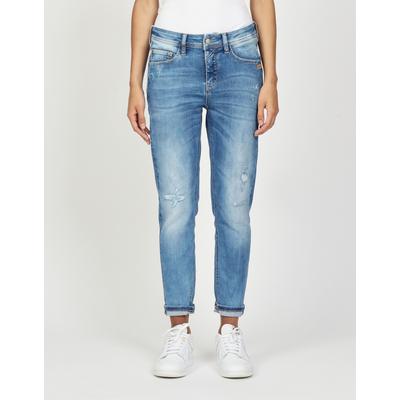 Relax-fit-Jeans GANG "94AMELIE CROPPED", Damen, Gr. 25, Normalgrößen, blau (azure blau destroy), 90% Baumwolle, 4% Elasthan, 6% Polyester, unifarben, relaxed fit lang, Jeans, im 5-Pocket-Style
