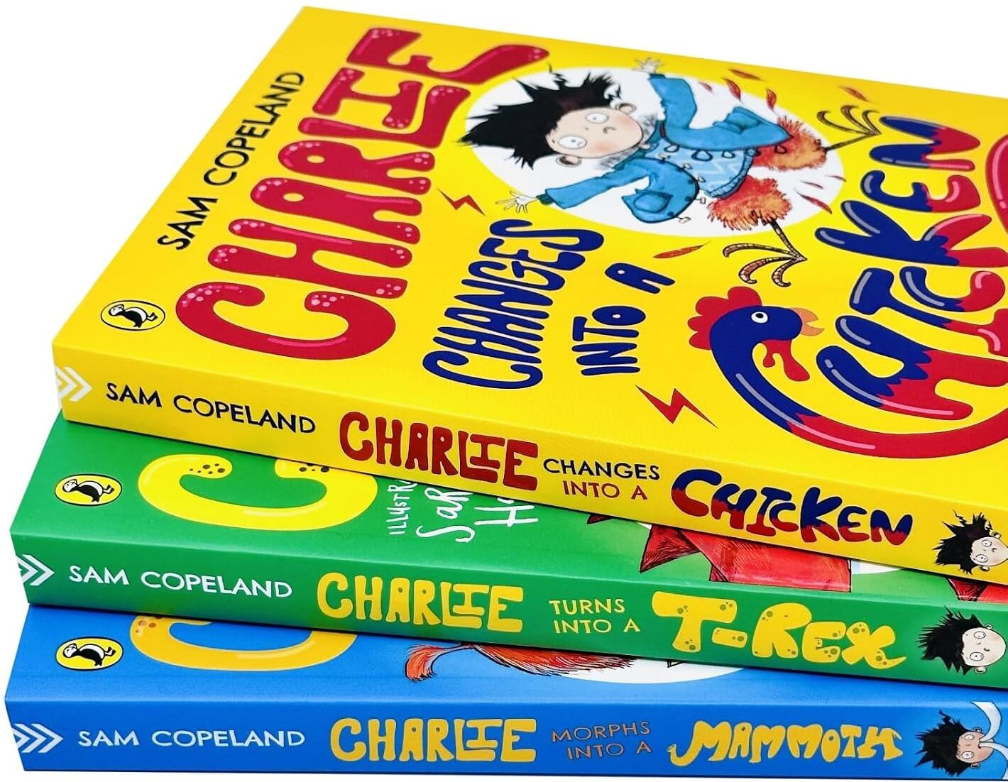 Puffin Charlie Changes Into a Chicken 3 Books Collection Set by Sam Copeland - Paperback - Ages 7-9 - Funny Illustrated Chapter Books,