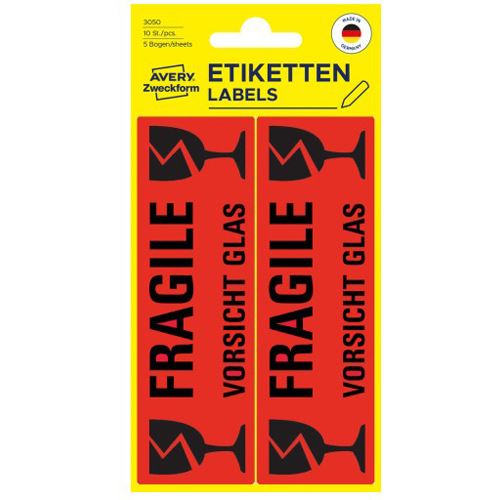 AVERY Zweckform 10 Warnetiketten 3050 rot 119,0 x 38,0 mm