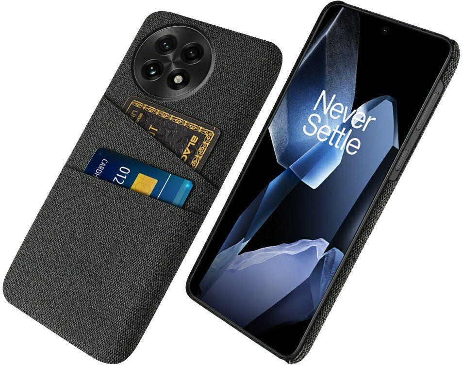 OnePlus 13 - EIDERWOOD Stofbetrukket Plastik Cover m. Kortholder - Sort