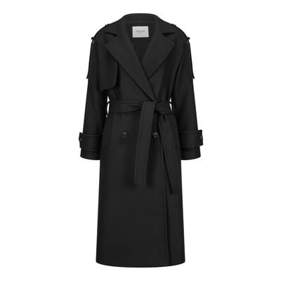 Wintermantel NICOWA "Pawona", Damen, Gr. 38, schwarz, Business, relaxed fit, V-Ausschnitt, Mäntel Wintermantel, in Italien hergestellter Wollmantel