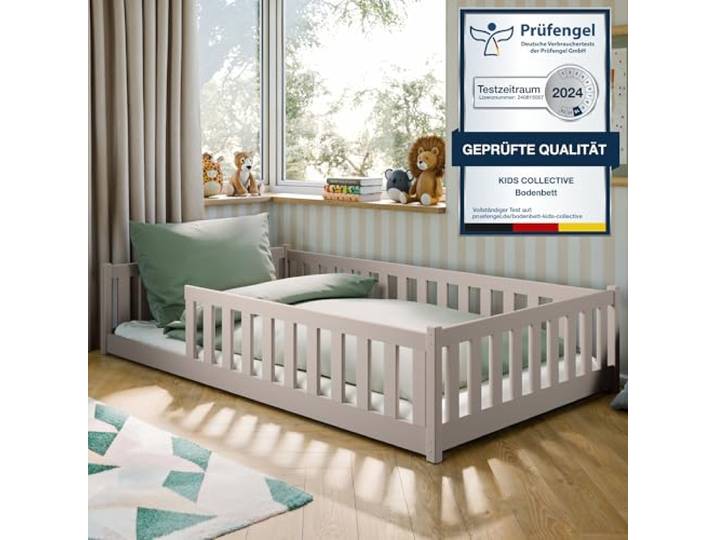 Kids Collective Montessori-Bodenbett 120x200 cm, Kaschmir, Rausfallschutz Lattenrost inklusive, Matratze optional, für Kinder und Jugendliche
