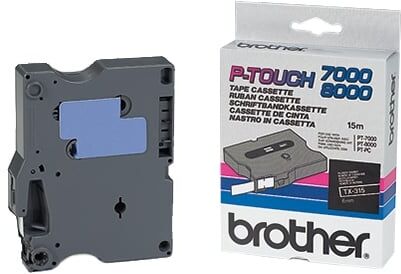 Brother TX-315 fita branco sobre preto 6mm x 15m
