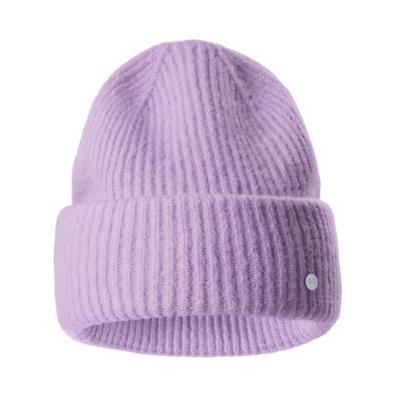 Strickmütze PEARLWOOD "ZOE", Damen, lila (lavender), Feinripp, Materialmix, unifarben, Mützen Strickmütze, Feinripp, wärmend, breiter Umschlag