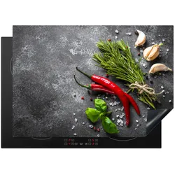 HERDABDECKPLATTE Pfeffer - Kräuter - Gewürze - Beton Herdabdeckung Induktionsfeld 75x52 cm