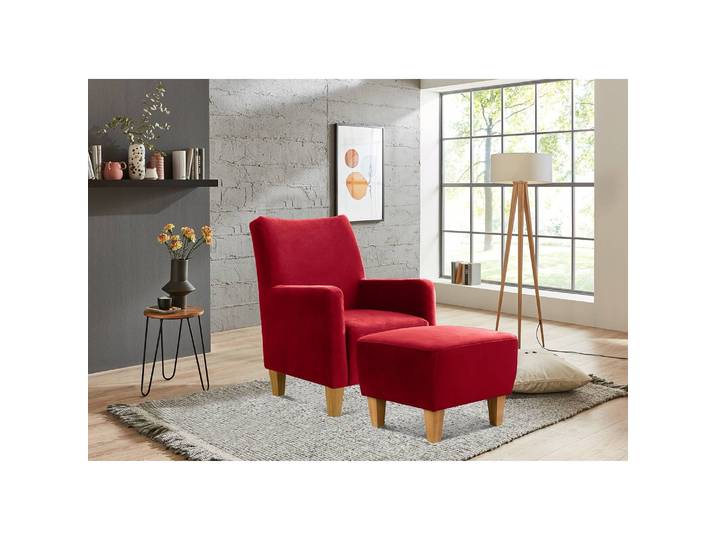 Sessel Shanghai Rot Samt Ravi 74 x 93 x 81cm