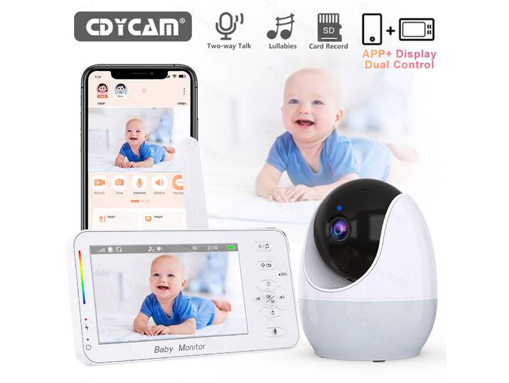 1080P HD WiFi bébé moniteur téléphone APP vue à distance 4.3 nounou veilleuse VOX HD Vision nocturne berceuses température moniteur caméra