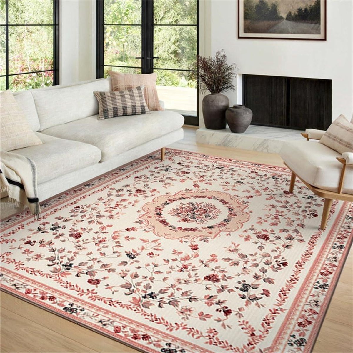 Vloerkleed met 3D bloemenpatroon in vintage stijl, rechthoekig, 40 x 60 cm