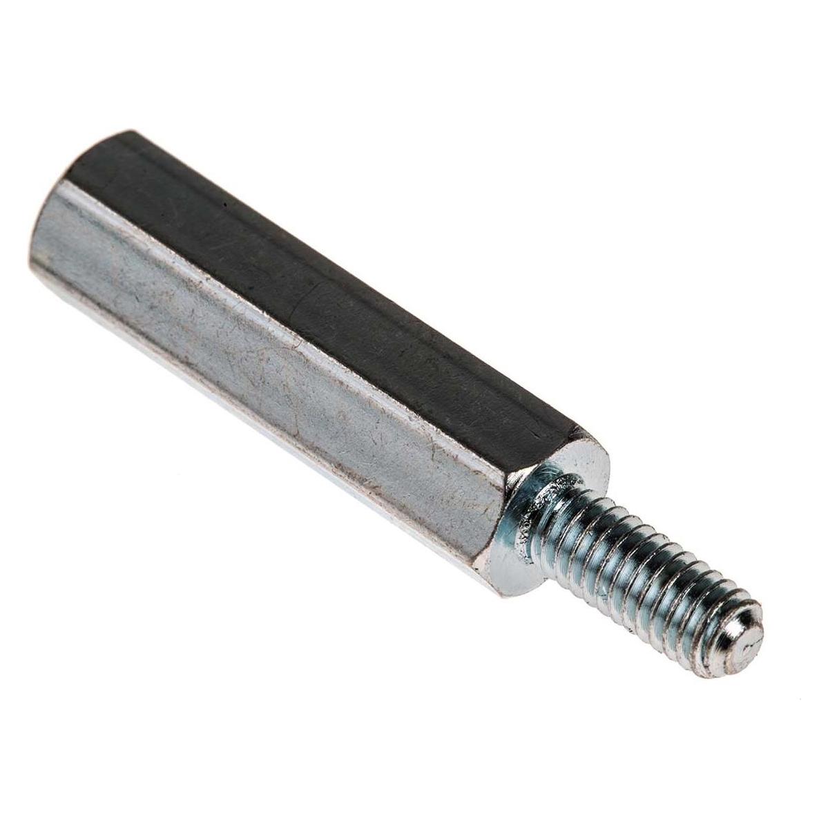 RS PRO Threaded spacer,mild steel,M4x25mm,M/F (8066604)
