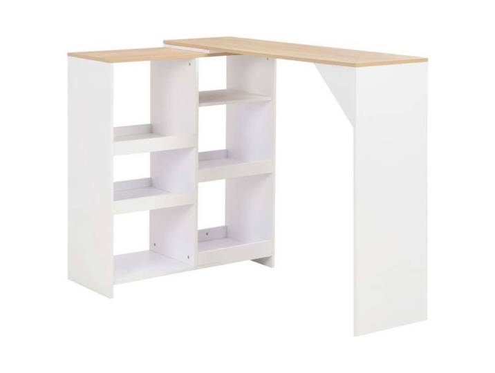 Table haute mange debout bar bistrot avec tablette amovible blanc 138 cm 0902046